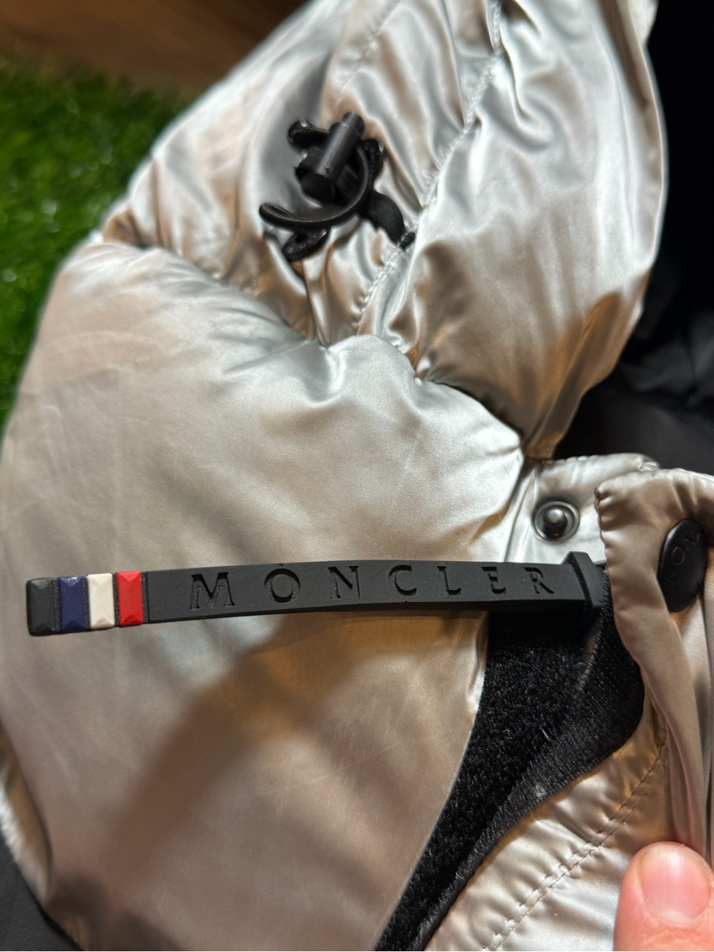 Moncler Two-Tone Black and Silver Puffer Jacket - Picture 4 of 8